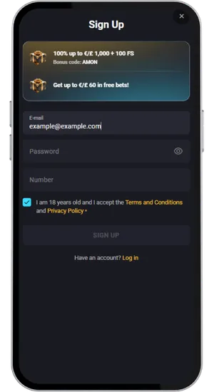 Casino sign-up form with personal details fields completed and a payment screen showing card and e-wallet options for a £10 deposit
